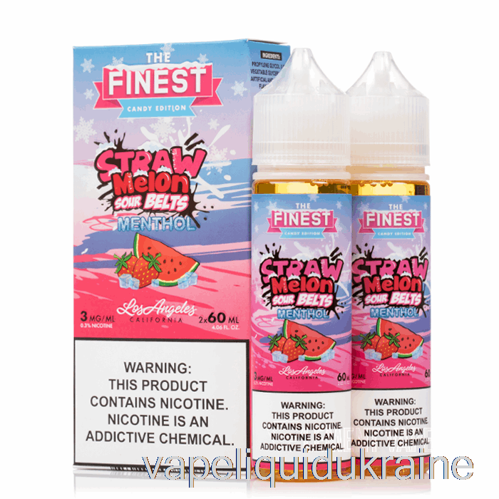 Vape Liquid Ukraine Straw Melon Sour Belts MENTHOL - The Finest Candy Edition - 120mL 0mg